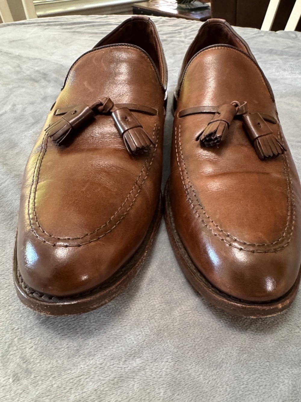 Allen Edmonds Grayson Tassel Loafer Leather Cork Insoles Mens 15 B Walnut Brown - Picture 2 of 16